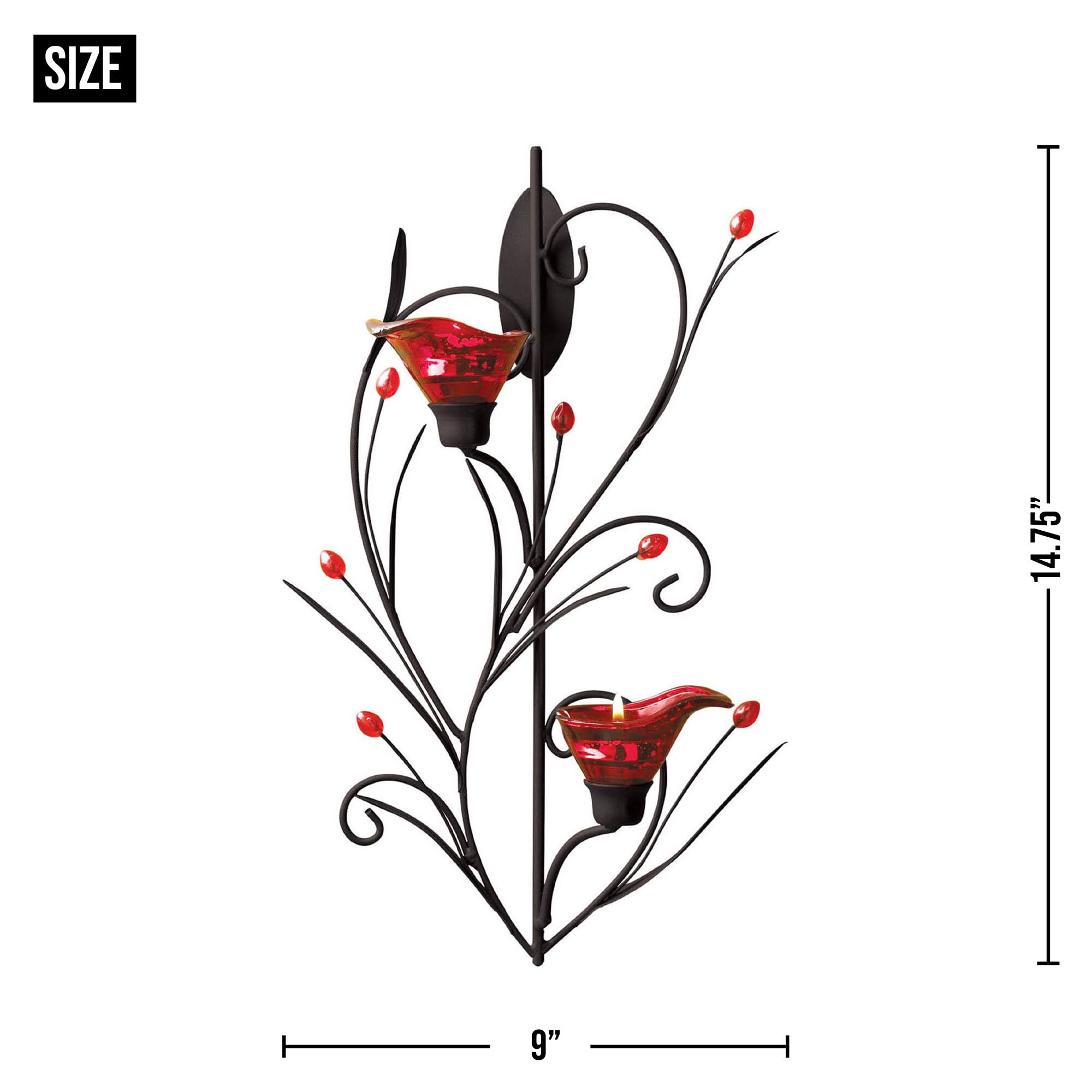 14.75" Ruby Blossom Candle Wall Sconce